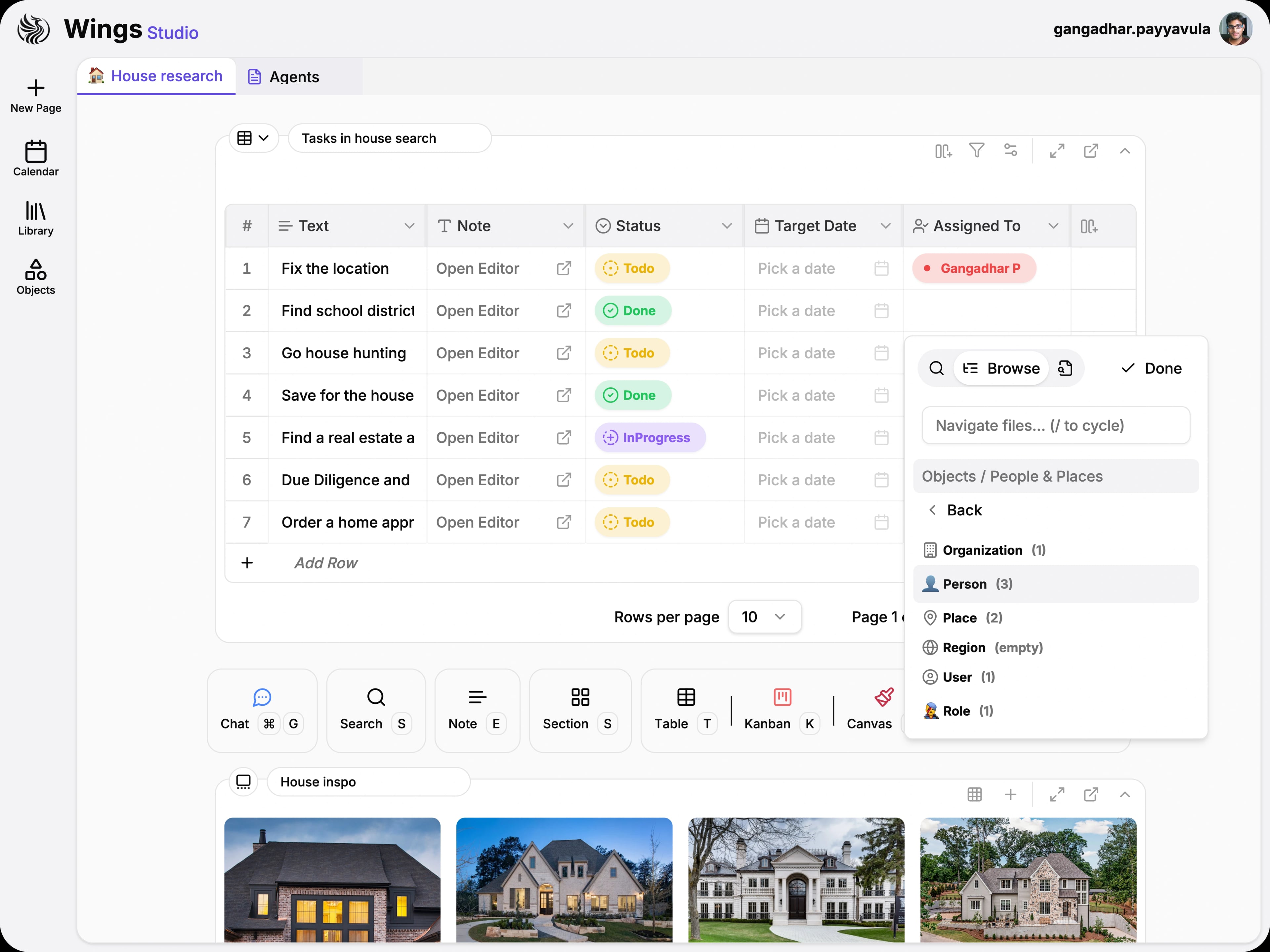 Kanban data as a table