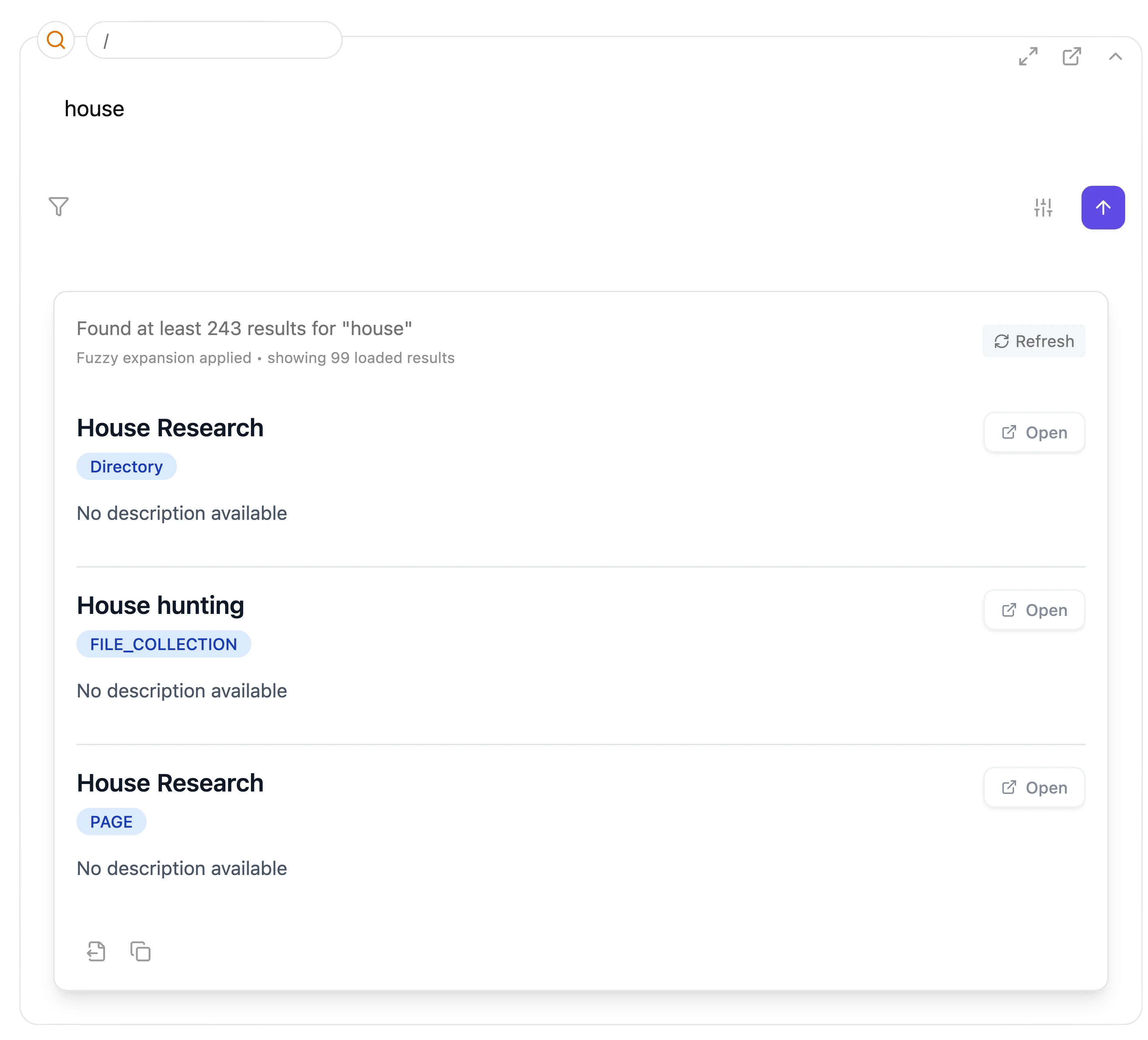 Workspace search results for house references